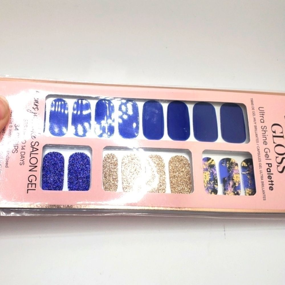 Royal Blue Gold Dashing Diva Gloss Ultra Shine Gel Palette Nails
